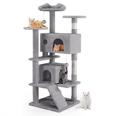 Large Multi-Level Cat Tree, 54 Inches Tall with Sisal-Covered Scratching Posts, Hammock, Dangling and Ball for Cats to Play and Sleep