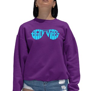 LA Pop Art Beach Vibes - Women's Word Art Crewneck Sweatshirt - 1 of 4