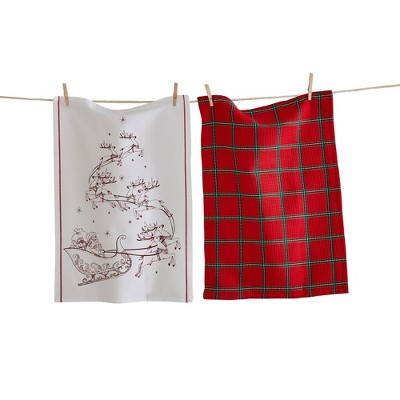 tagltd Santa Sleigh Dishtowel Set of 2