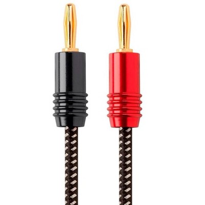 Monoprice Affinity Premium 14 AWG Braided Speaker Wire / Cable - 3ft Black with Gold Plated Banana Plug Connectors and Oxygen-Free Copper Conductors