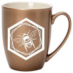 Elanze Designs Honeycomb Bee Bronze 10 ounce New Bone China Coffee Cup Mug - 1 of 1