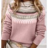 Coolmee Womens Sweater Casual Midweight Vintage Fair Isle Sweater Raglan Sleeve Crew Neck Knitted Pullover Comfy Warm Winter Tops - 2 of 3