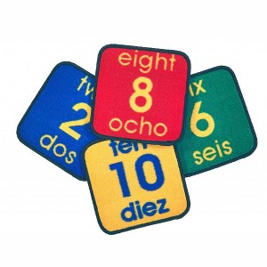 Carpets for Kids PLUS Bilingual Number Seating Learning Rug 12" Squares Kit Set of 10 - 1 of 4