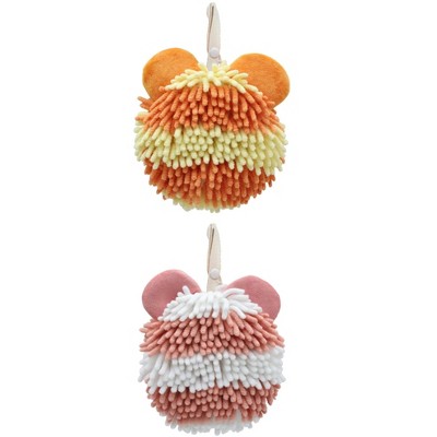 REGALWOVEN Cute Bear Shape Chenille Soft Absorbent Hand Towels 2 Pcs