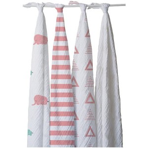 Pure Fiber Kid's Ella Cotton Elephants Swaddle Set - 1 of 1