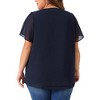 Agnes Orinda Women's Plus Size Chiffon 2-Layered Ruffle Short Sleeve Round Neck Top - 4 of 4