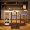 Bar Table and Chairs for 2, Dining Room Table with Double Tier Wine Rack and Glasses Hanging - 3 of 4