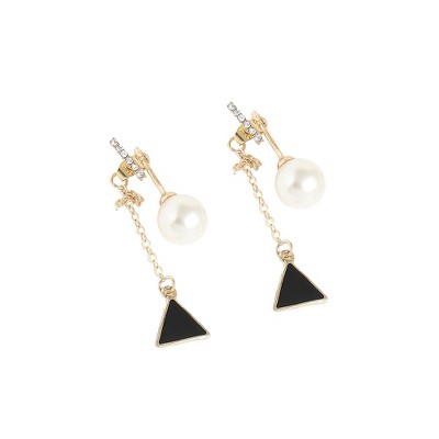 SOHI Women's Black Unbalanced Drop Earrings