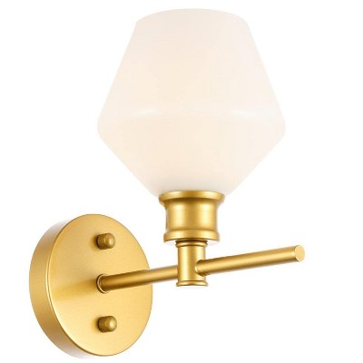 Gene Brass and Frosted White Glass Dimmable Sconce