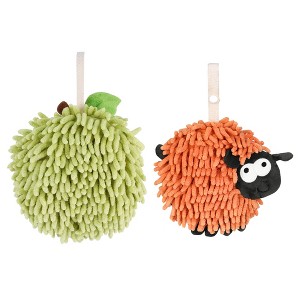 REGALWOVEN 2 Pcs Cute Comfortable Soft Absorbent Chenille Ball Fuzzy Hand Towel - 1 of 4