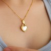 Gold-Tone Reversible Heart Lock Pendant Necklace, Black Enamel & Open-Heart Design, Romantic Jewelry for Women, Daily & Gifting Occasions - 3 of 4