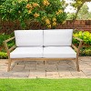 Sunnydaze Bodie Acacia Wood Outdoor Patio Loveseat with Bone White Cushions - 62" W - 2 of 4