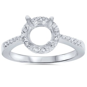 Pompeii3 1/4ct Round Pave Diamond Halo Engagement Ring 14K Mount Setting Mounting Vintage - 1 of 4