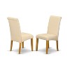 HomeStock Dining Set 3 Pc - 2 Dining Room Chairs and a Breakfast Table - Oak Finish Wood - Light Baige Color Linen Fabric - 3 of 3
