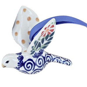 Blue Rose Polish Pottery K024 Manufaktura Dove Ornament - 1 of 1