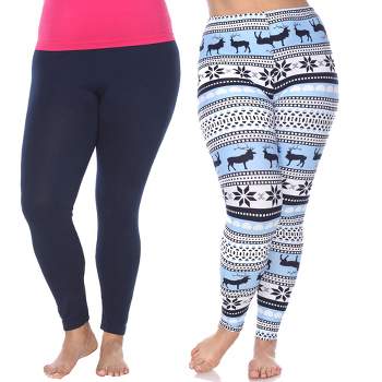 Women's Pack Of 2 Leggings Navy/blue One Size Fits Most - White Mark :  Target