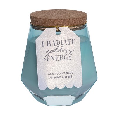 Totalee Gift Goddess Energy Blue Geometric Candle Wax Blue 7.7 oz Burn Time: 36