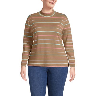 Lands' End Women's Relaxed Cotton Long Sleeve Mock Turtleneck