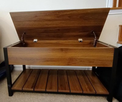 Honey-Can-Do 2-Tier Entryway Shoe Bench Walnut