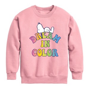 Boys' - Peanuts - Dream In Color Graphic Long Sleeve Fleece Sweatshirt - 1 of 4