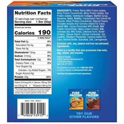 Pure Protein 20g Protein Bar - Chocolate Peanut Caramel - 12ct_1