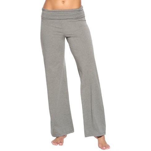 Felina Women's Organic Cotton Stretch Wide Leg Roll Over Pant (Slate,  X-Small)