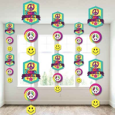 Big Dot of Happiness 60's Hippie - 1960s Groovy Party DIY Dangler Backdrop - Hanging Vertical Decorations - 30 Pieces