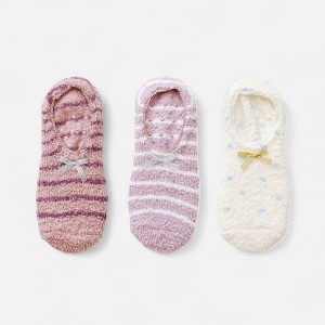 Anna-Kaci Women's 3-Pack Non-Slip Plush Fuzzy Slipper Socks with Fabric Bow and Grip Bottoms - 1 of 4