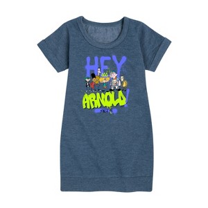 - Hey Arnold! - Arnold Spray Paint 96 Graphic Short Sleeve Fleece Dress - 1 of 4
