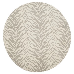Light Gray/Ivory Animal Print Woven Round Area Rug 6