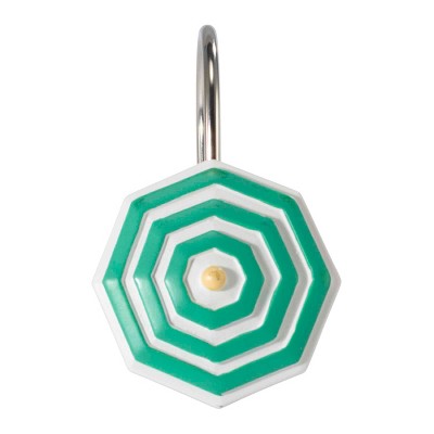 Flamingo Paradise Pink and Green Resin Shower Curtain Hooks