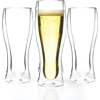 LEMONSODA Double Walled Beer Drink Glass Mug - Set of 4 - 12.5oz