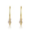 Guili Sterling Silver 14K Yellow Gold Plated Earrings with White Freshwater Pearl, Featuring Cluster 3/4 C-Hoop Design for Chic Style - 2 of 2
