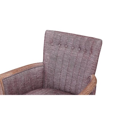 Ash Wood Frame Linen Upholstered Transitional Arm Chair, Brown