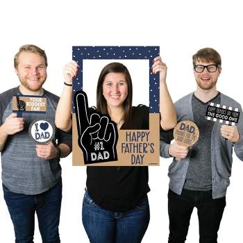 Big Dot of Happiness My Dad is Rad - Father's Day Selfie Photo Booth Picture Frame and Props - Printed on Sturdy Material