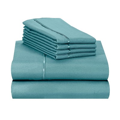 Teal Twin Extra Long 6 Pc Rayon From Bamboo Solid Performance Sheet Set ...