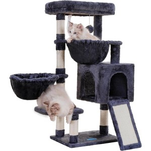 Cat Tower for Indoor Cats, Cat House with Large Padded Bed, Cozy Condo, Hammocks - 1 of 4