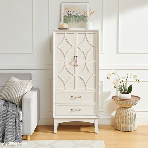 Airsurfer Vintage Storage Cabinet with Carved Doors and Drawers, Solid Wood Accent Cabinet for Living Room or Bedroom - 1 of 4