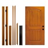Lirago 2 Panel Plank Arch Top Fiberglass Front Doors 36  inch  x 80  inch  Left Hand Inswing Brown Wooden Grain Finish with Door Jamb - 2 of 4