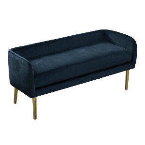 Audrey Modern Bench Textured Navy Velvet - HomePop, Blue Velvet