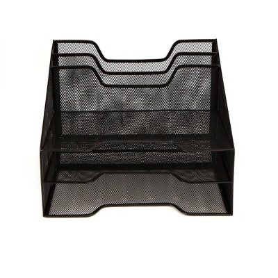 Black Metal Mesh 5-Compartment Desktop Organizer