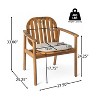 Christopher Knight Home Kaysn Outdoor Acacia Wood Dining Chairs with Cushions and Slatted Back (Set of 2) - 3 of 4
