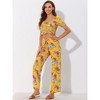 Allegra K Women's Beach Outfit Ruffle Smocked Crop Tops and Tie Waist Floral Pants Set - 2 of 4