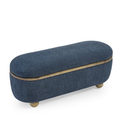 NicBex Modern 43.3" Storage Bench Accent Stools with Oval Wood Legs for Bedroom and Entryway
