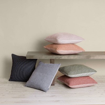 Copper Brown Reversible Woven Striped Chenille Square Pillow