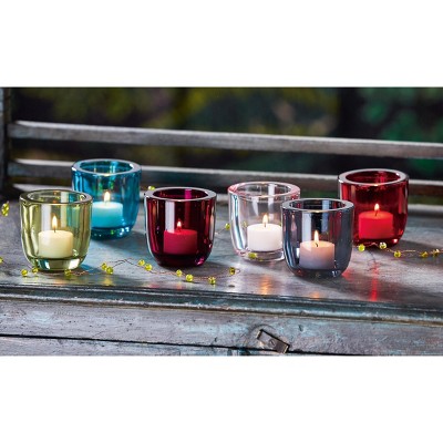 Blush Glass Tealight Holder, 3.14L x 3.14W x 3.07H inches