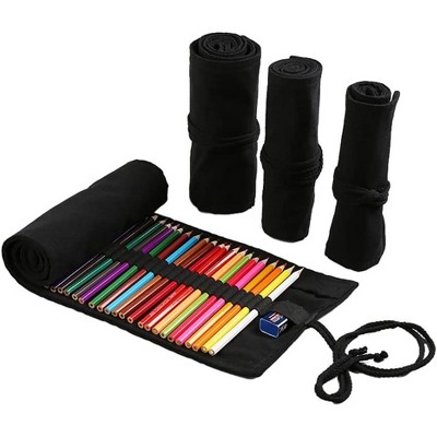 Fmeida 24/36/72 Slots Pencil Wrap Pencil Rolls, Artist Colored Pencils Roll Up Bag Short Brushes Pouch Case Pencils Organizer