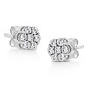 Silver Lab Grown Brilliant Round Cut Diamond Floral Cluster Stud Earrings - 3 of 4