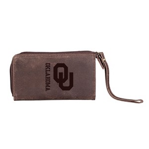 Evergreen NCAA Oklahoma Sooners Brown Leather Women's Wristlet Wallet Officially Licensed with Gift Box - 1 of 1