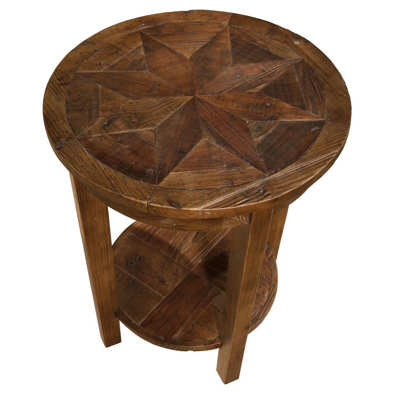 Round End Table Reclaimed Wood Natural - Alaterre Furniture, 3 of 8